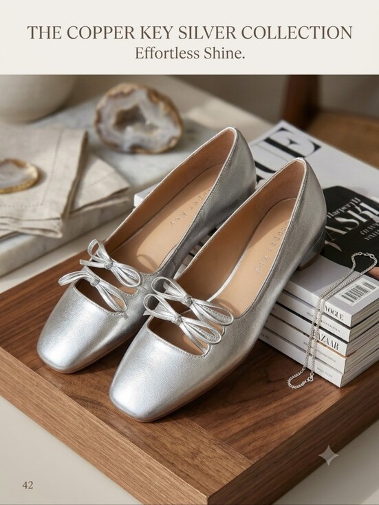 Copper Key Shoes - Copper Key Women's Frolic Metallic Leather Double Bow Mary Jane Pumps Size 6.5